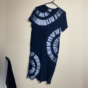 Time and Tru Navy Blue Tie-Dye T-Shirt Dress